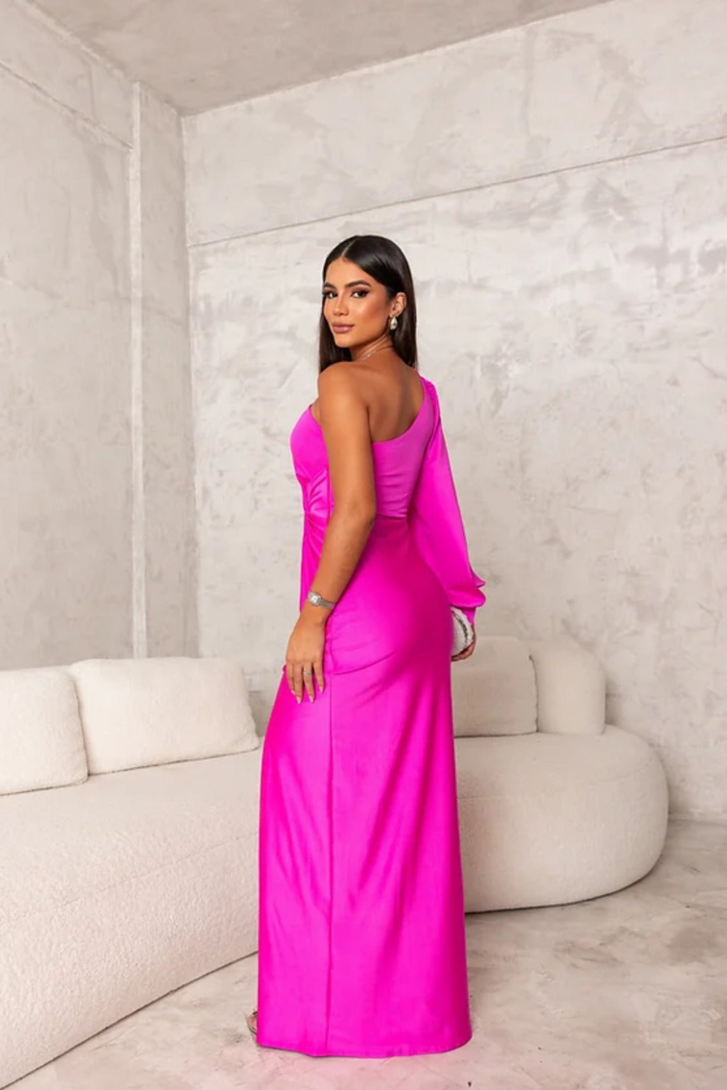MELYSSA VESTIDO SATINADO ASIMÉTRICO