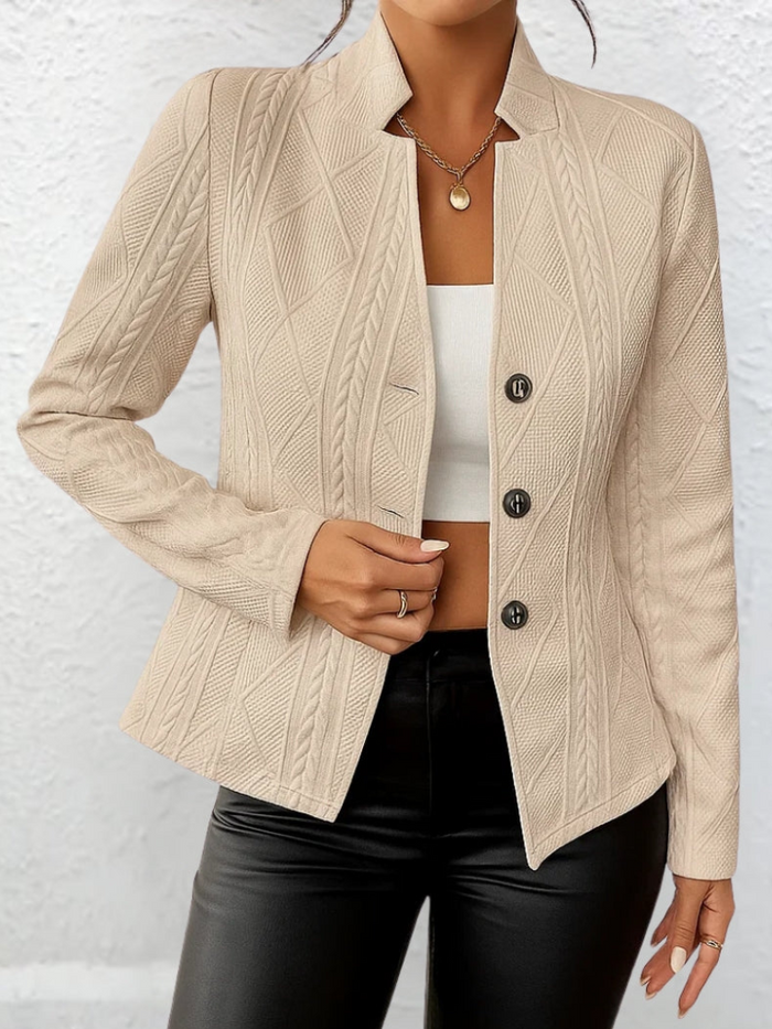 CHAQUETA BLAZER ABOTONADA CON PATRÓN TEXTURIZADO