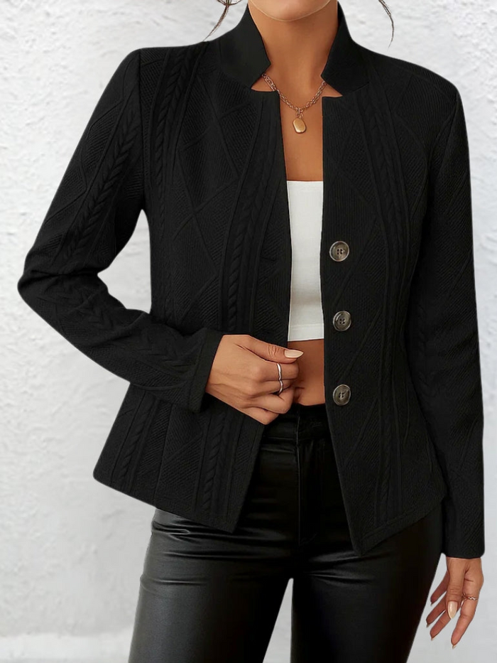 CHAQUETA BLAZER ABOTONADA CON PATRÓN TEXTURIZADO