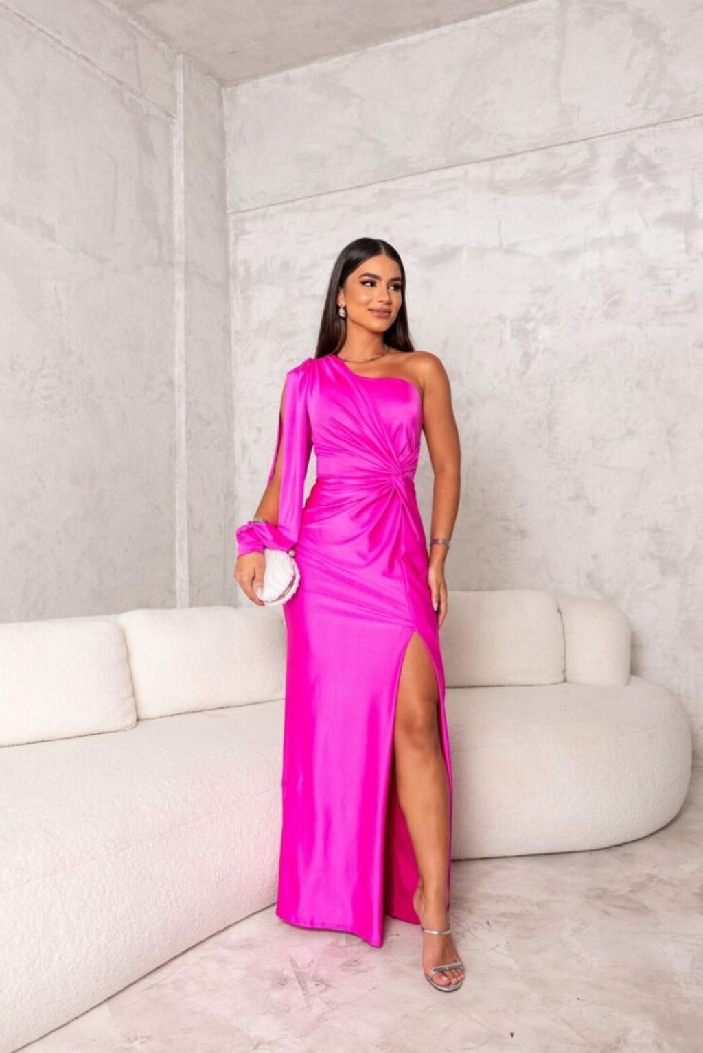 MELYSSA VESTIDO SATINADO ASIMÉTRICO