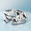 CatCharm - Anillo Vintage de Plata con Forma de Gato