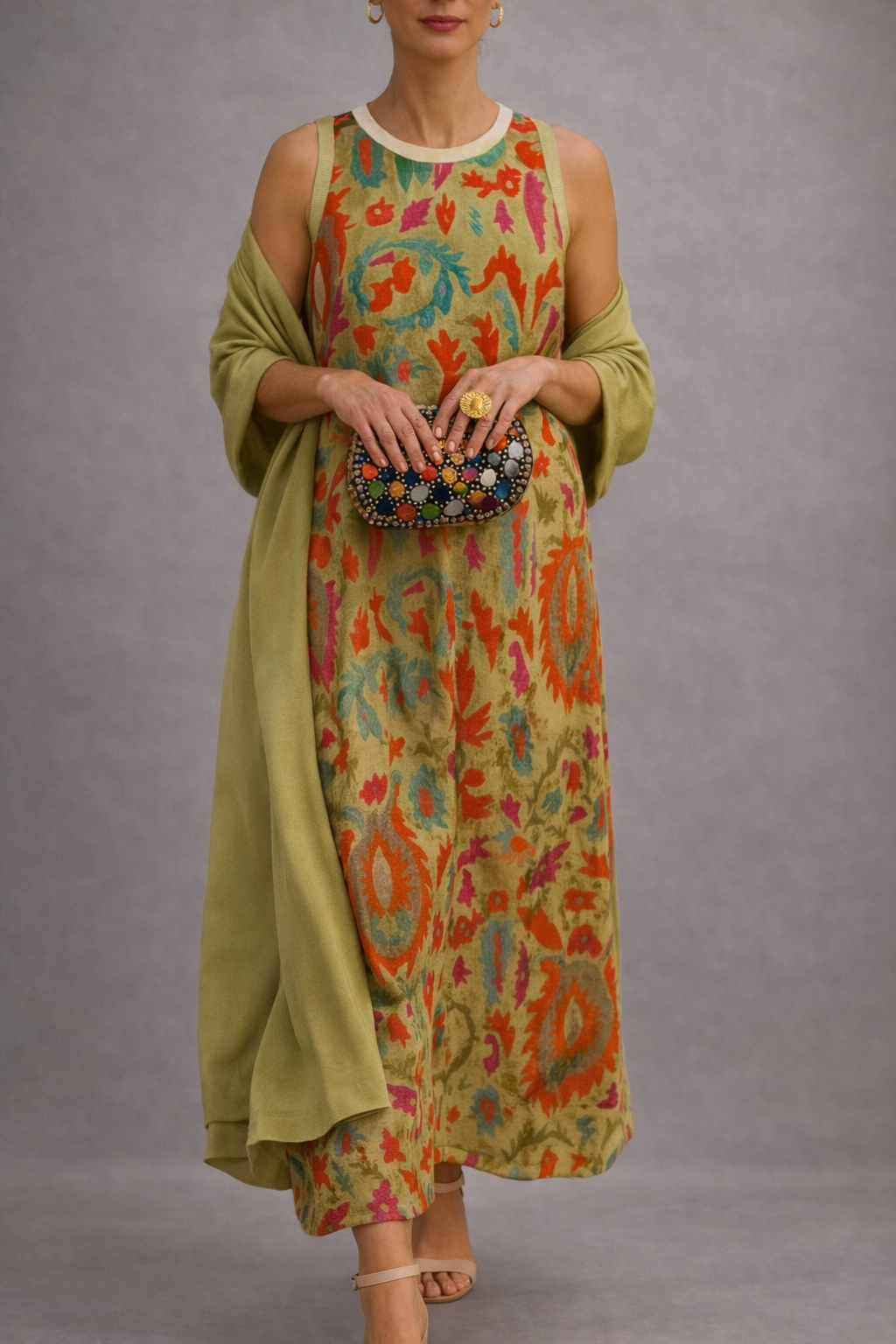 RENATA VESTIDO ELEGANTE CON ESTOLA