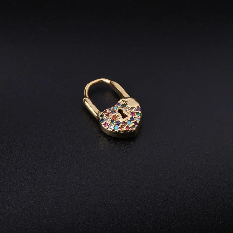 PENDIENTES DE ARO CON CANDADO EN FORMA DE CORAZÓN