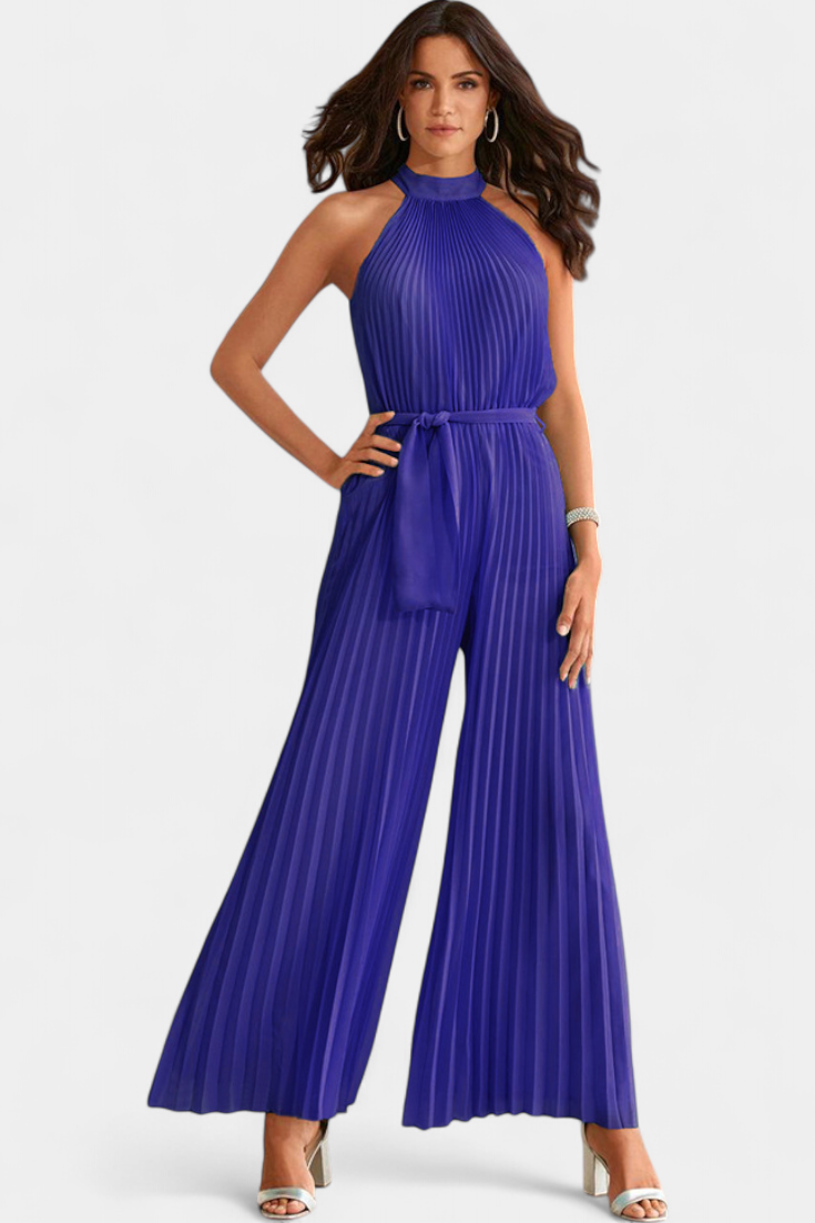 MONO PLISADO HALTER PALAZZO