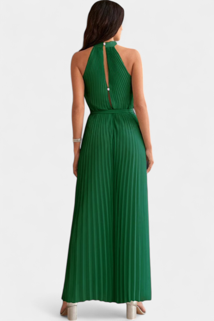 MONO PLISADO HALTER PALAZZO