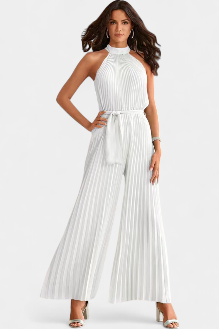 MONO PLISADO HALTER PALAZZO