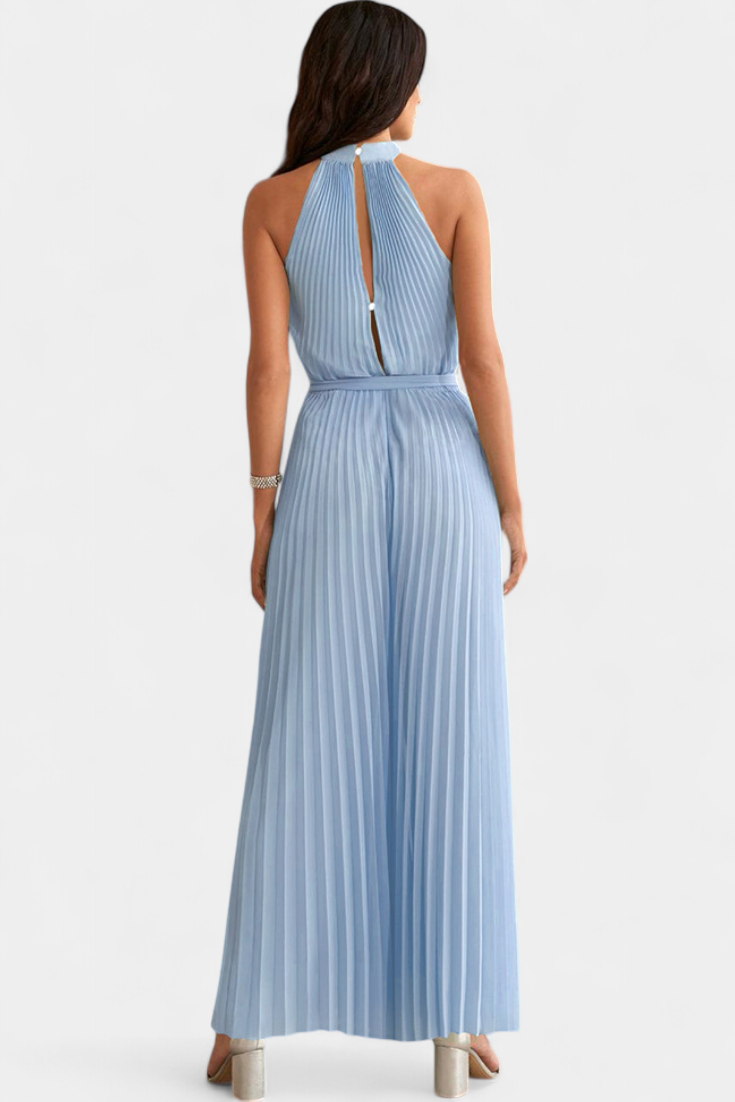 MONO PLISADO HALTER PALAZZO