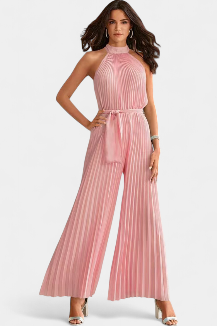 MONO PLISADO HALTER PALAZZO