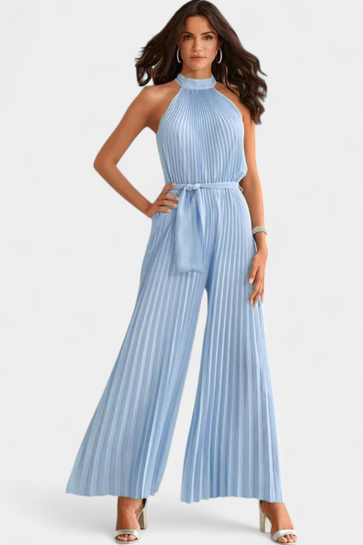 MONO PLISADO HALTER PALAZZO