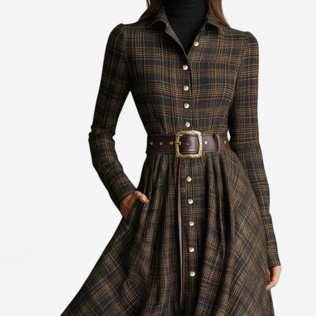 VESTIDO LARGO FLUIDO CON CINTURA ELÁSTICA Y BOLSILLOS