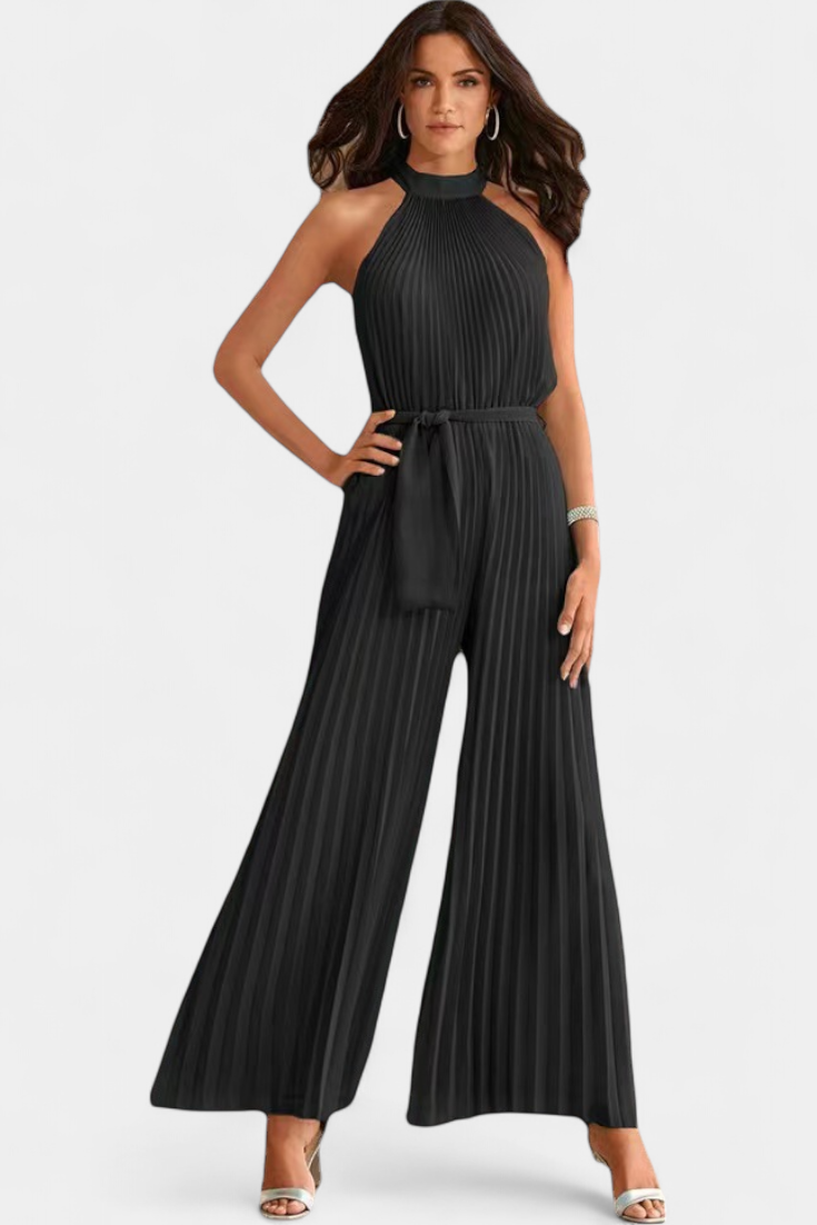 MONO PLISADO HALTER PALAZZO
