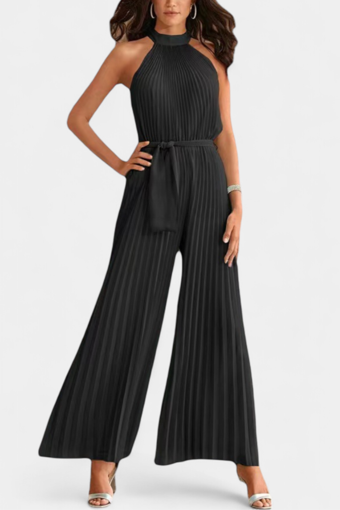 MONO PLISADO HALTER PALAZZO