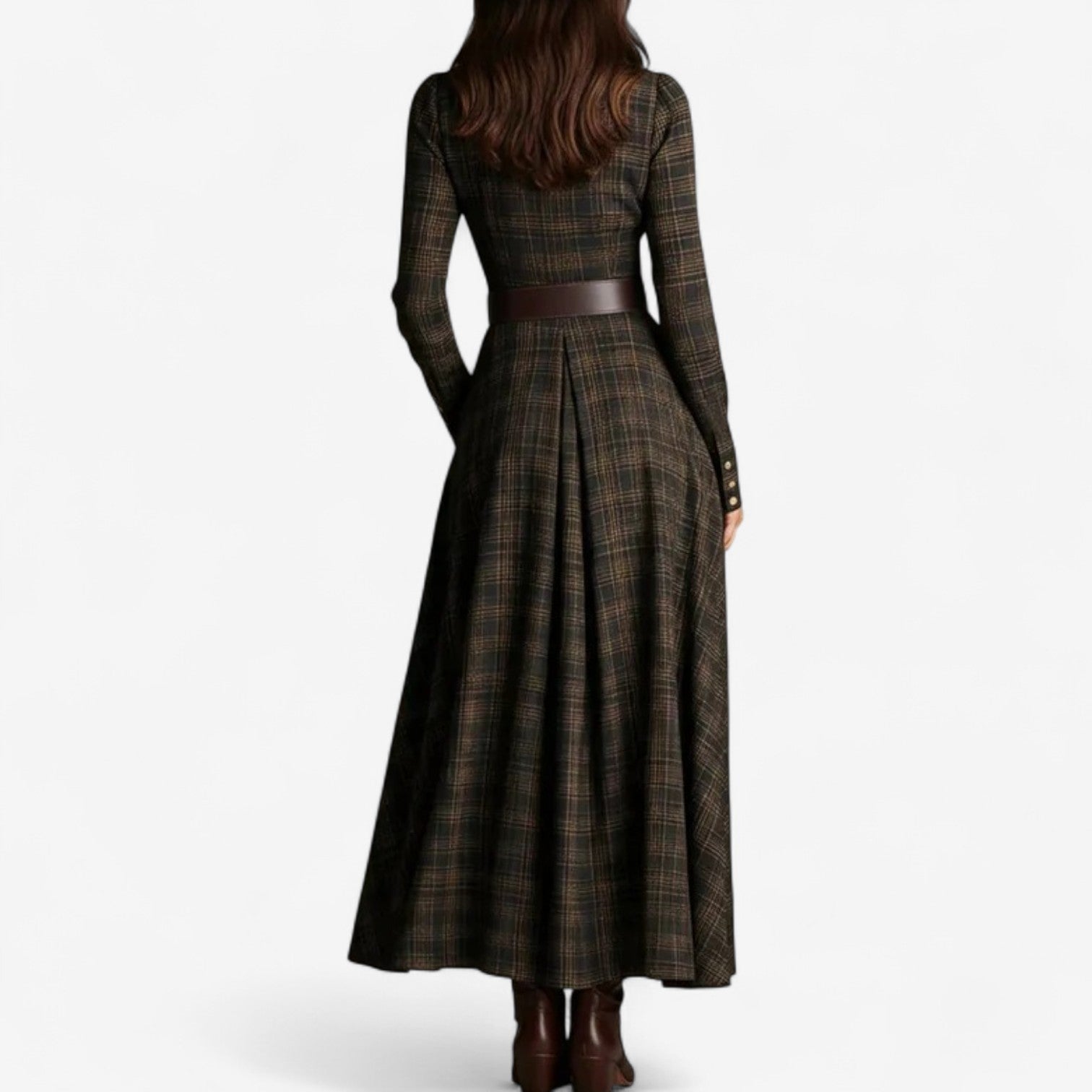 VESTIDO LARGO FLUIDO CON CINTURA ELÁSTICA Y BOLSILLOS