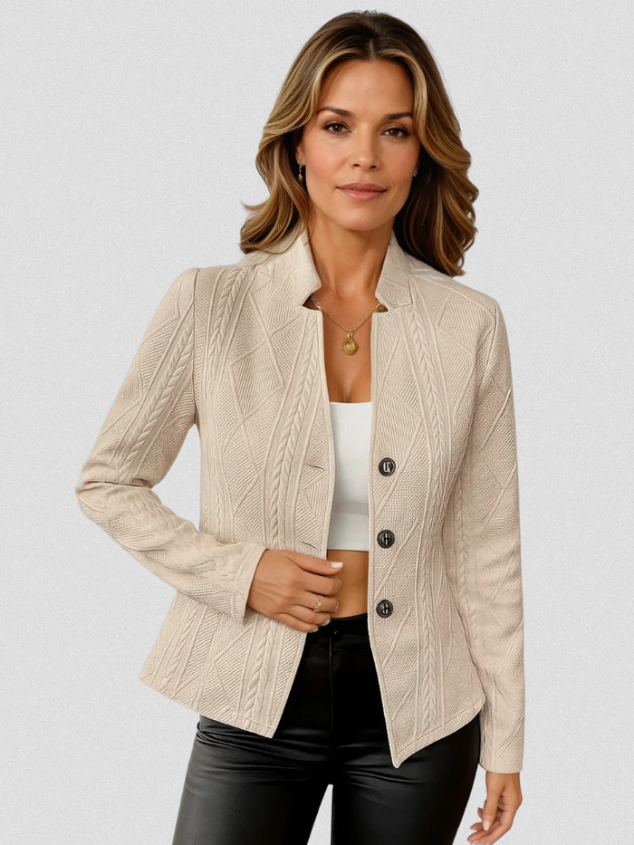 CHAQUETA BLAZER ABOTONADA CON PATRÓN TEXTURIZADO
