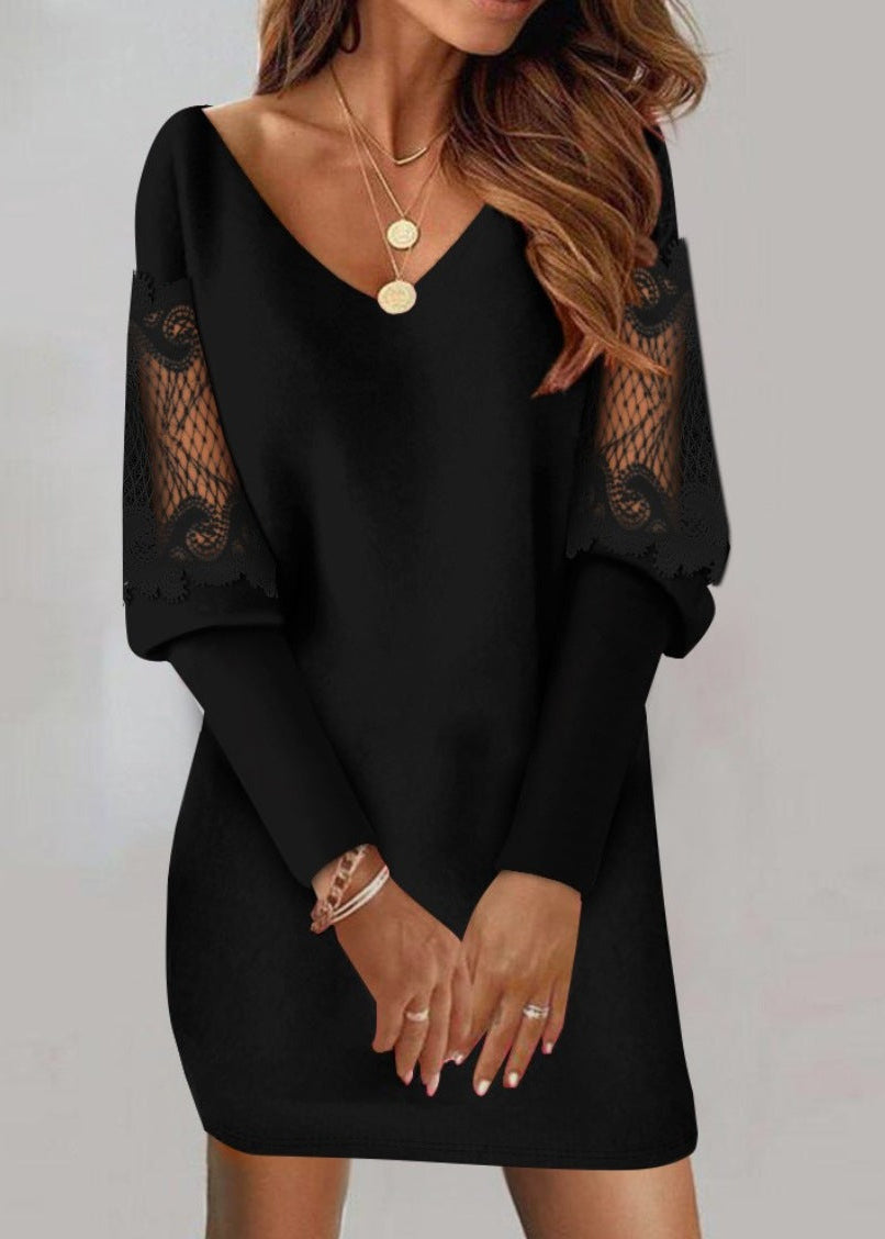 VESTIDO ELEGANTE CON MANGAS DE ENCAJE FUMIKO