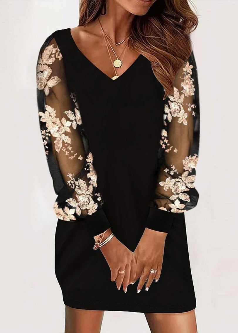 VESTIDO ELEGANTE CON MANGAS DE ENCAJE FUMIKO