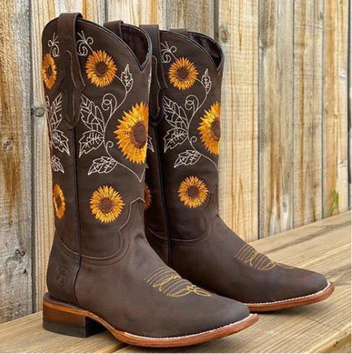 BOTAS WESTERN CON BORDADOS DE GIRASOLES