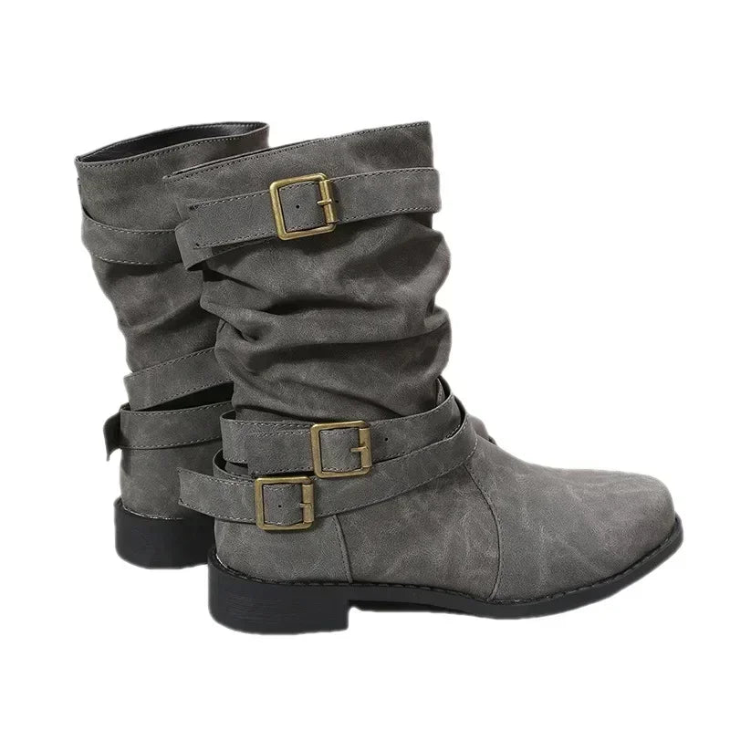 BOTAS PLANAS RETRO CON HEBILLAS