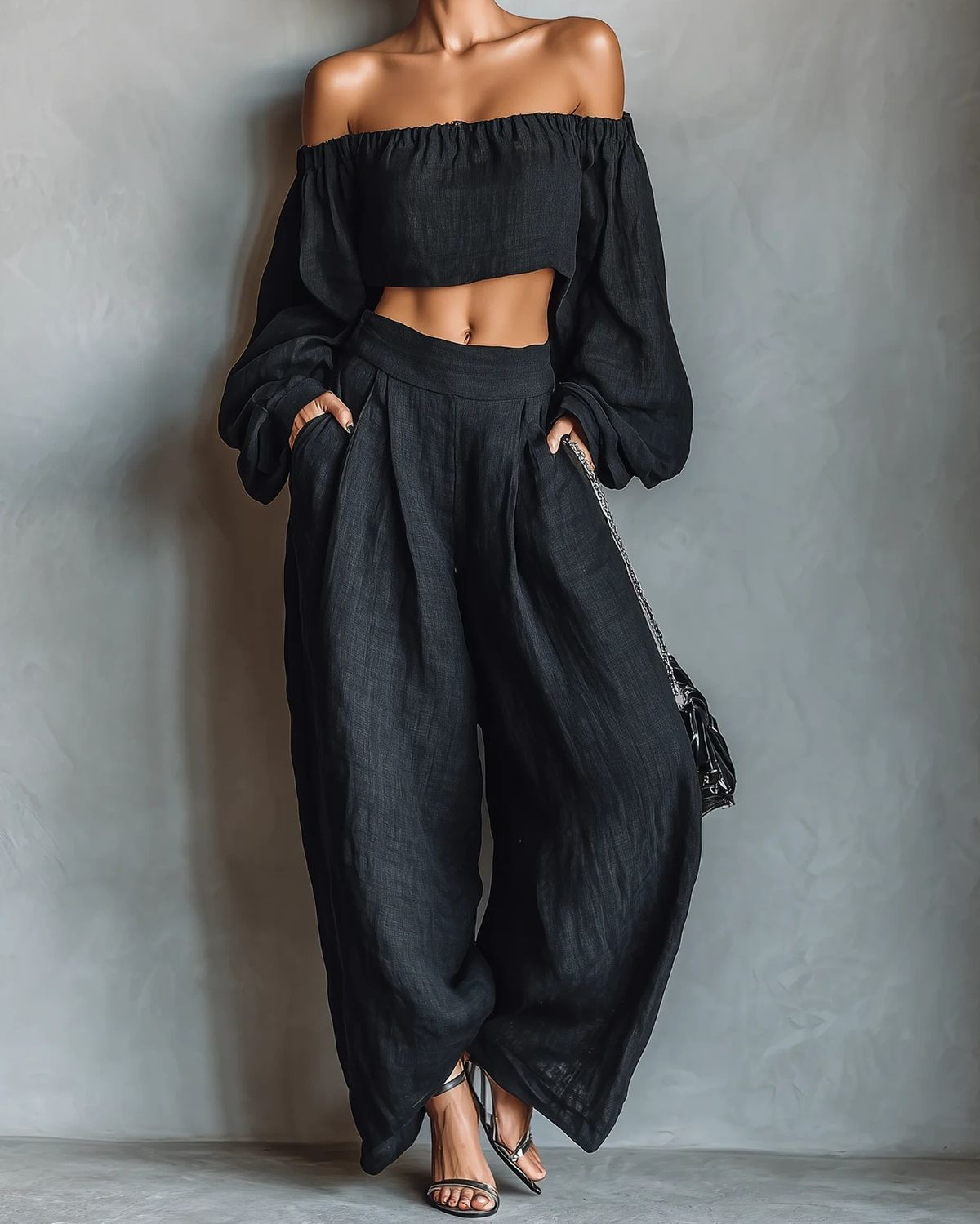 TESS CONJUNTO OFF SHOULDER PANTALÓN ANCHO