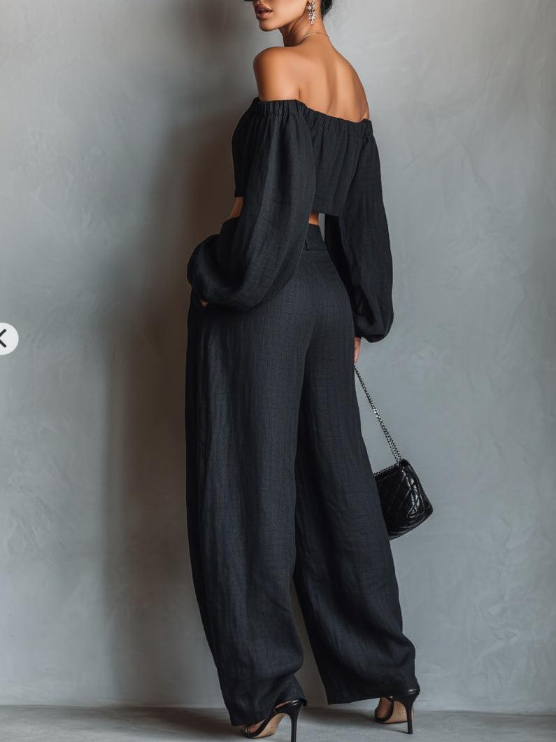 TESS CONJUNTO OFF SHOULDER PANTALÓN ANCHO