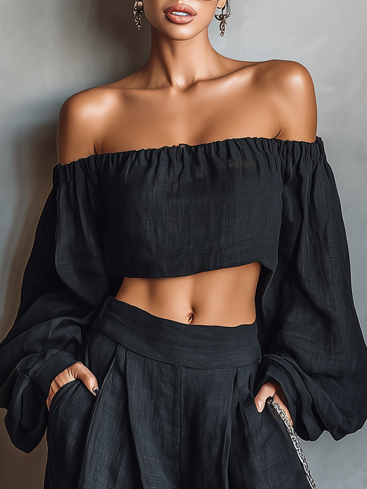 TESS CONJUNTO OFF SHOULDER PANTALÓN ANCHO