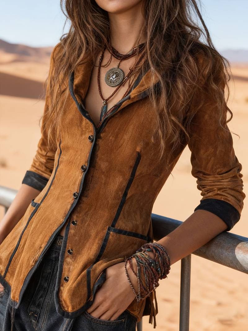 CHAQUETA CON CAPUCHA Y MANGA LARGA ESTILO BOHO VINTAGE YAARA