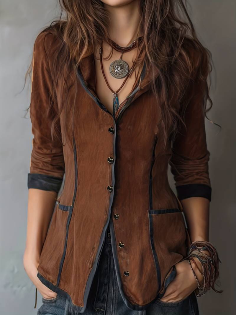 CHAQUETA CON CAPUCHA Y MANGA LARGA ESTILO BOHO VINTAGE YAARA