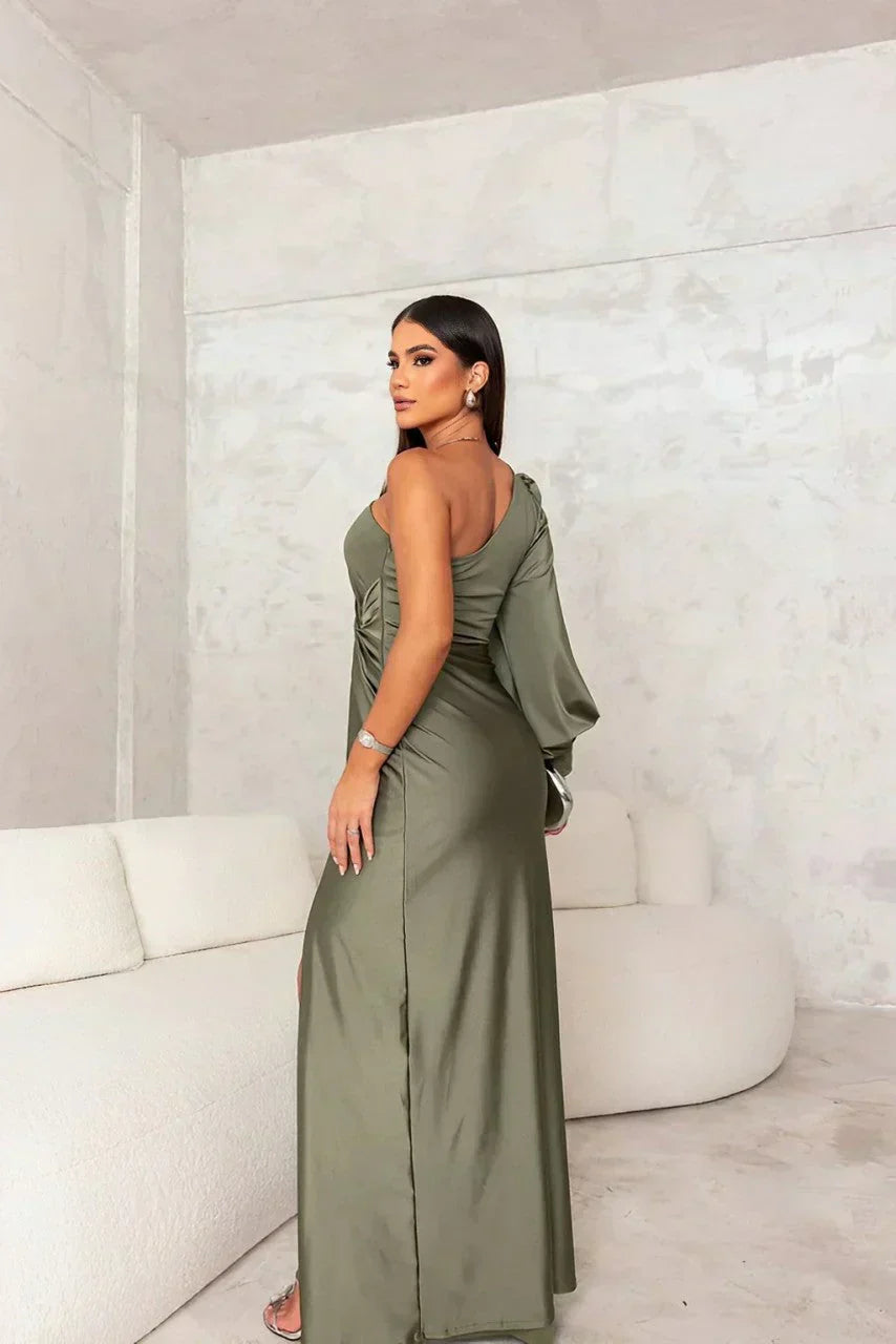 MELYSSA VESTIDO SATINADO ASIMÉTRICO