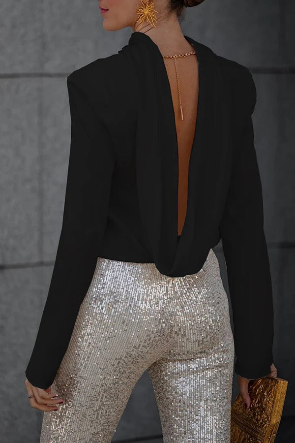 BLUSA SATÉN FIESTA CON ESPALDA DESCUBIERTA