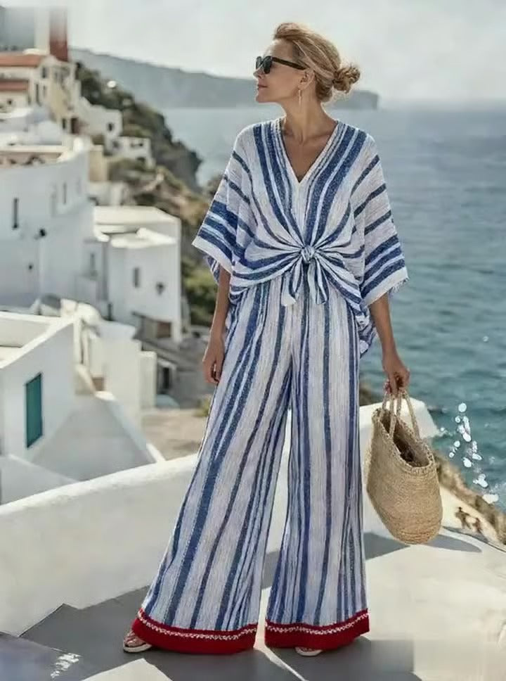 CONJUNTO PANTALÓN ANCHO A RAYAS