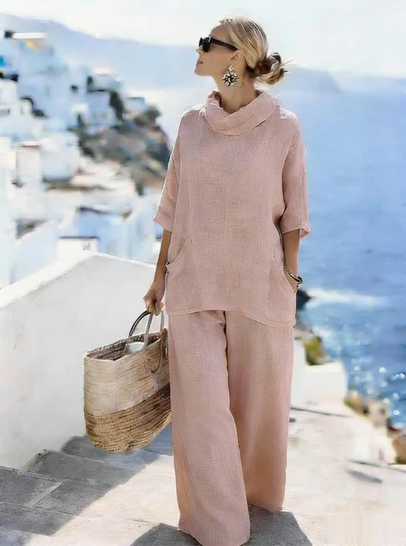 CONJUNTO BOHO DE DOS PIEZAS EN ALGODÓN Y LINO