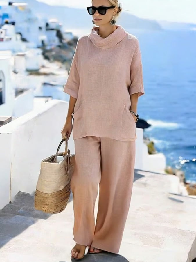 CONJUNTO BOHO DE DOS PIEZAS EN ALGODÓN Y LINO