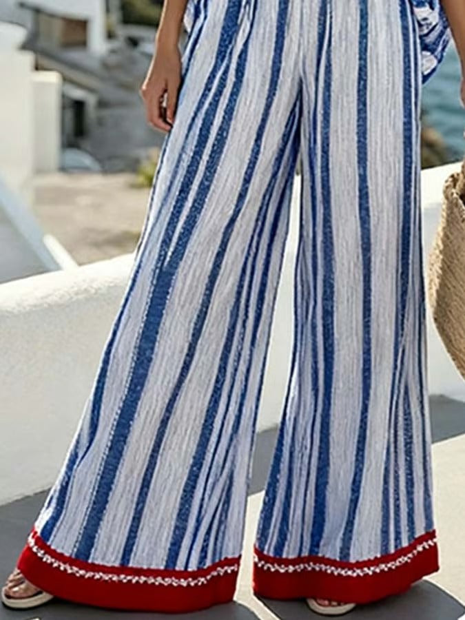 CONJUNTO PANTALÓN ANCHO A RAYAS