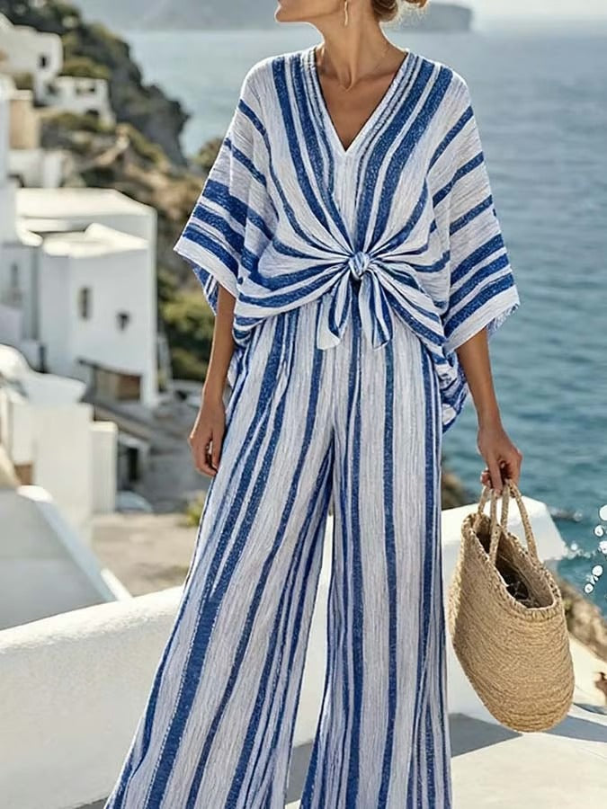 CONJUNTO PANTALÓN ANCHO A RAYAS